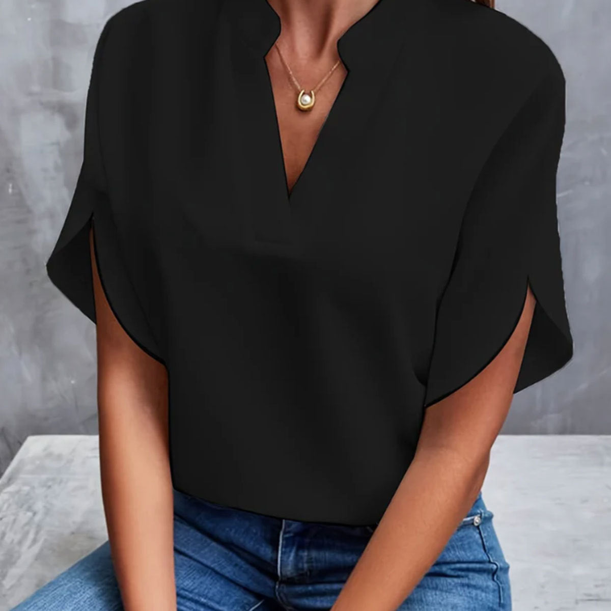 Chemise d'été à manches courtes en mousseline de soie