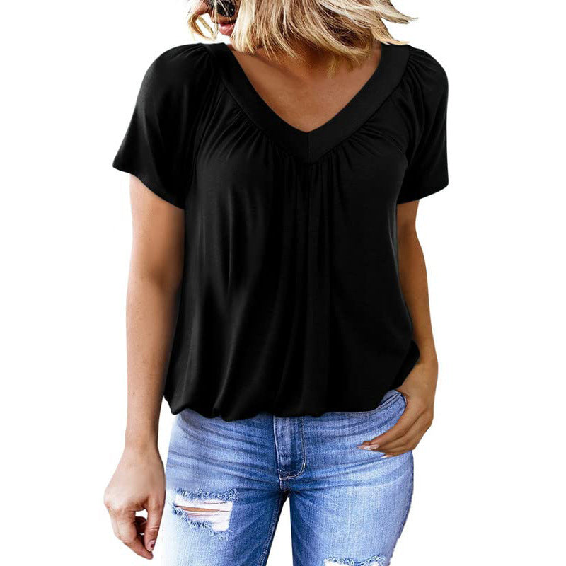 T-shirt à manches courtes et col en V
