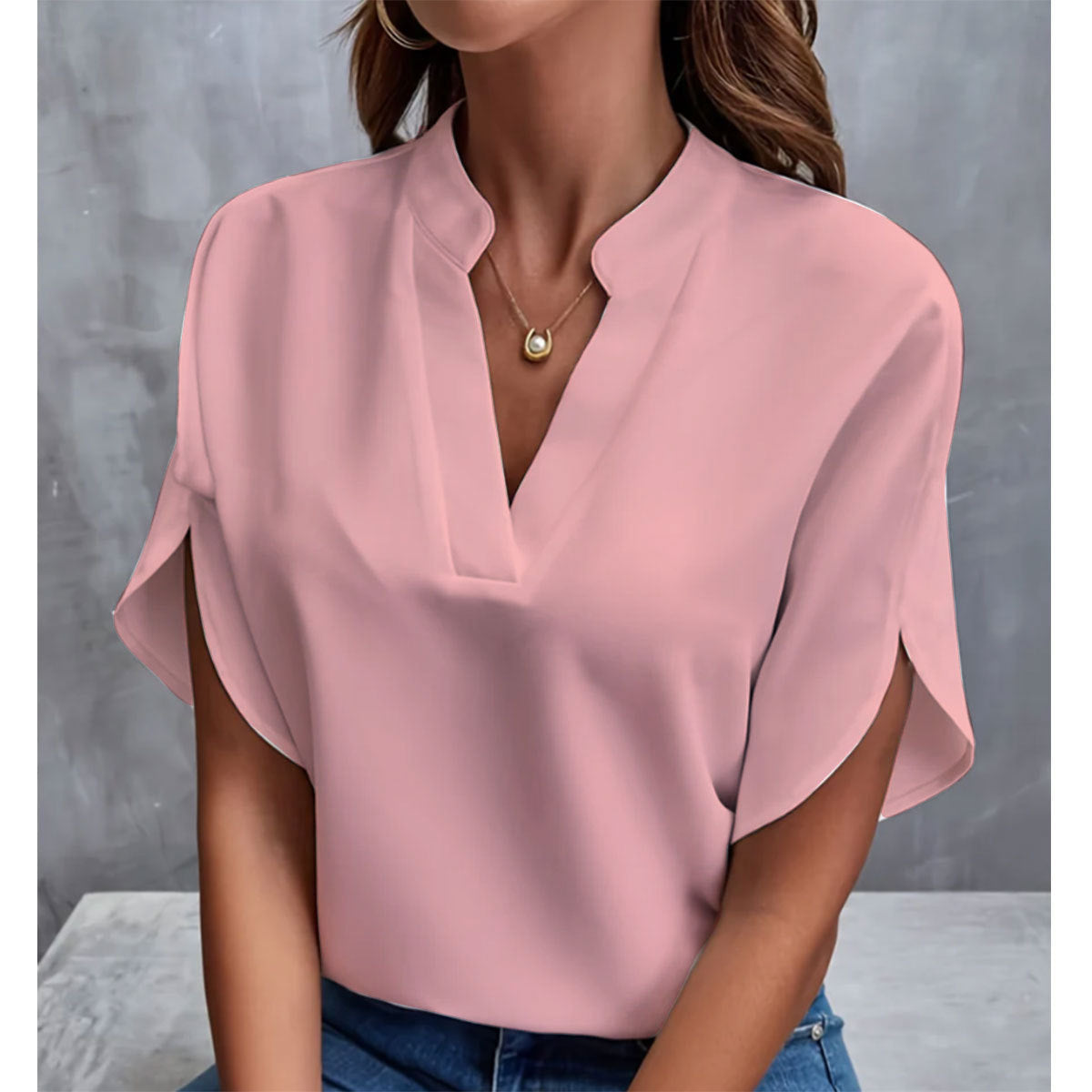 Chemise d'été à manches courtes en mousseline de soie