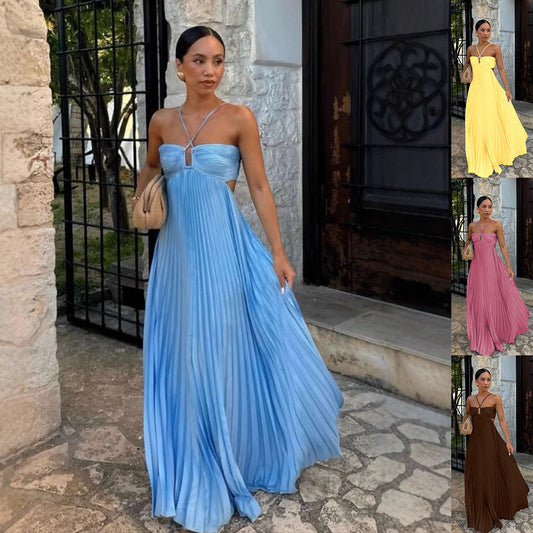 Robe plissée sans manches