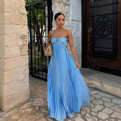 Robe plissée sans manches